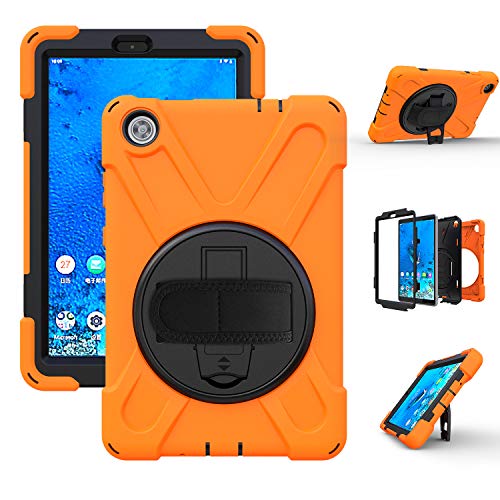 LEHEE Hülle für Lenovo Tab M8, Drehbarer Handschlaufe /360-Grad-Ständer und Schulter Schutz Hülle für Lenovo Tab M8 8 Zoll, Orange von LEHEE