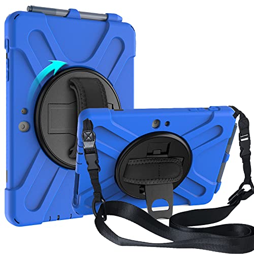 LEHEE Hülle für Surface Go 3, Drehbarer Handschlaufe /360-Grad-Ständer und Schulter Schutz Hülle für Surface Go 3 10,5 Inch, Blau von LEHEE