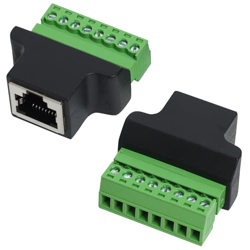 LEIBOCHAO 2 Stück RJ45 Buchse auf 8 Poliger Klemmenblock Adapter, RJ45 Buchse auf 8 Poliger Ethernet Anschluss, Schraube RJ45, RJ45 Stecker auf 8 Pins von LEIBOCHAO