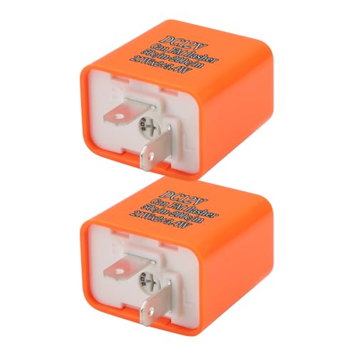 LEIBOCHAO Blinkrelais Motorrad 2 Polig 12V, 2 Stück, Elektronisch Verstellbarer Blinker, Universal Blinkerrelais, Motorrad Blinker, LED Licht für Auto/Blinker/LED Blinker von LEIBOCHAO