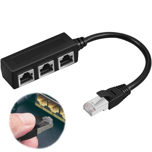 RJ45-Ethernet-Splitter-Verlängerungskabel, LAN-Splitter, 1 Stecker auf 3 Ports, LAN-Buchse, Adapter, RJ45-Stecker, kompatibel mit Cat5, Cat5e, Cat6, Cat7 von LEIBOCHAO
