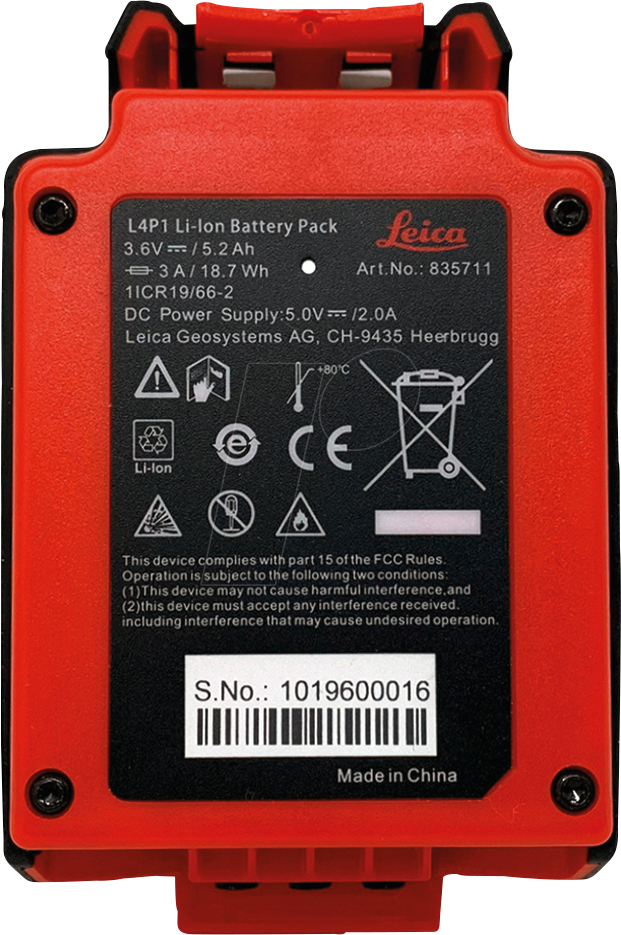 LEICA 835711 - Leica Lino L4P1 Li-Ionen Akku 3.6V/5.2Ah von LEICA GEOSYSTEMS