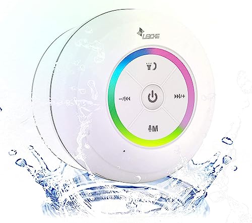 LEICKE Bluetooth Duschlautsprecher, Bluetooth Lautsprecher Shower, Staub-/Dampf-/Wasserdichter Duschlautsprecher mit Saugnapf | Kleiner tragbarer Wireless Speaker für Badezimmer, Strand, Sauna usw. von LEICKE