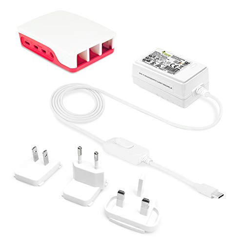 LEICKE Raspberry pi 4 / Model B+ Netzteil | ULL Switching Adaptor Ladegerät 5.1V 3A mit offiziellem Gehäuse RPI4-CASE-RW 1876751 | KSA-15E-051300HE | EU, UK, US Adapter 1.5m Kabel mit Schalter | TÜV von LEICKE