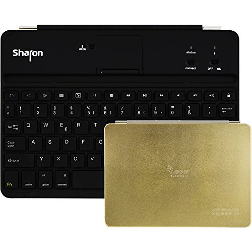 LEICKE Sharon Apple iPad Air 2 iPad 6 Ultrathin Keyboard Cover | Goldfarbenes Case mit Tastatur | Aluminium | Bluetooth Keyboard (Deutsch, QWERTZ) | SmartCover Funktion Autosleep von LEICKE