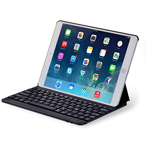 LEICKE Sharon iPad Air1, iPad 2017 Case mit integrierter Tastatur | iPad kann mit Case abgetrennt Werden | extrem dünne Bluetooth Tastatur | Tastaturlayout Deutsch QWERTZ | Autosleep-Funktion von LEICKE