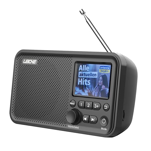 LEICKE tragbares DAB+ Radio mit Bluetooth 5.0 | DAB/DAB+ und UKW Radio, 2,4" Farbdisplay, 80 Voreinstellungen, Küchenradio mit Kabel oder 2000mAh Akkubetrieb, MicroSD/TF/AUX Anschluss, Alarmfunktionen von LEICKE