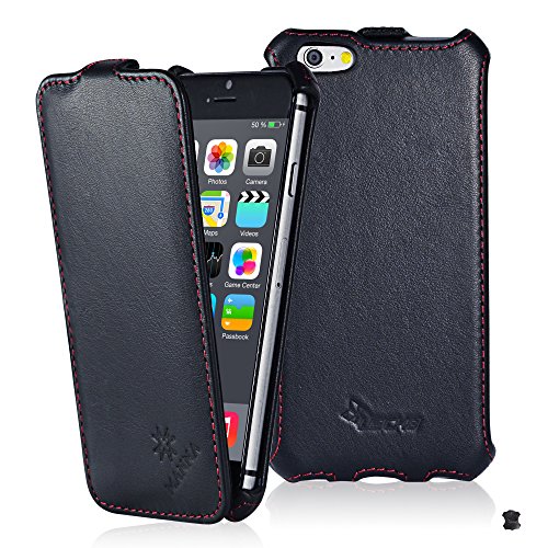 Manna UltraSlim Hülle für iPhone 6 mit 4.7 Zoll | Flip Case Tasche aus echtem Leder, schwarz mit farblich abgesetzter Naht Manna UltraSlim Hülle für iPhone 6 mit 4.7 Zoll | Flip Case Tasche aus echtem Leder, schwarz mit farblich abgesetzter Naht von LEICKE