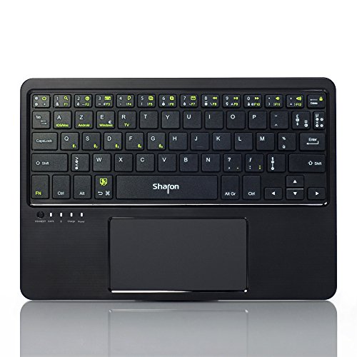 Sharon 4 in 1 Multitouch Bluetooth - Tastatur | bis zu 5 Geräte speicherbar | Integriertes Touchpad | Keyboard für Android, iOS/Mac OS X, Windows 8, 10 und Smart TVs | französisches AZERTY - Layout von LEICKE