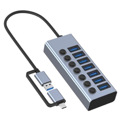 Ein-/Aus-Schalter, USB-3.0-Hub, USB-Verbindung, 3/7/10-Port-Erweiterungsadapter für Desktop, kein Treiber erforderlich von LEIDJGUN