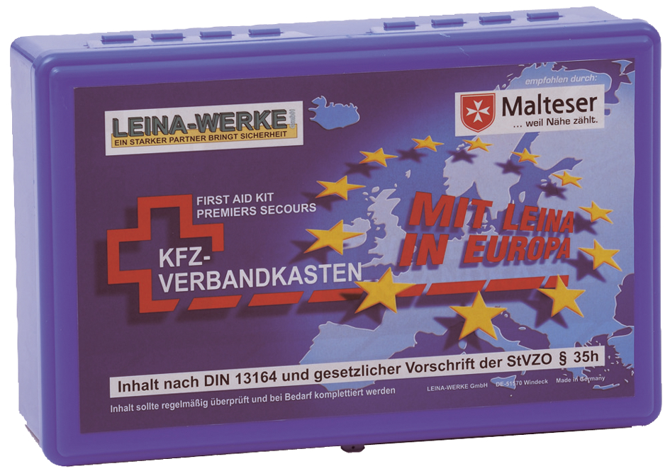 LEINA KFZ-Verbandkasten Euro, Inhalt DIN 13164, blau von LEINA-WERKE