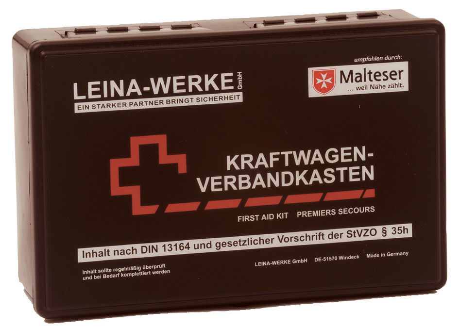 LEINA KFZ-Verbandkasten Standard, Inhalt DIN 13164, schwarz von LEINA-WERKE