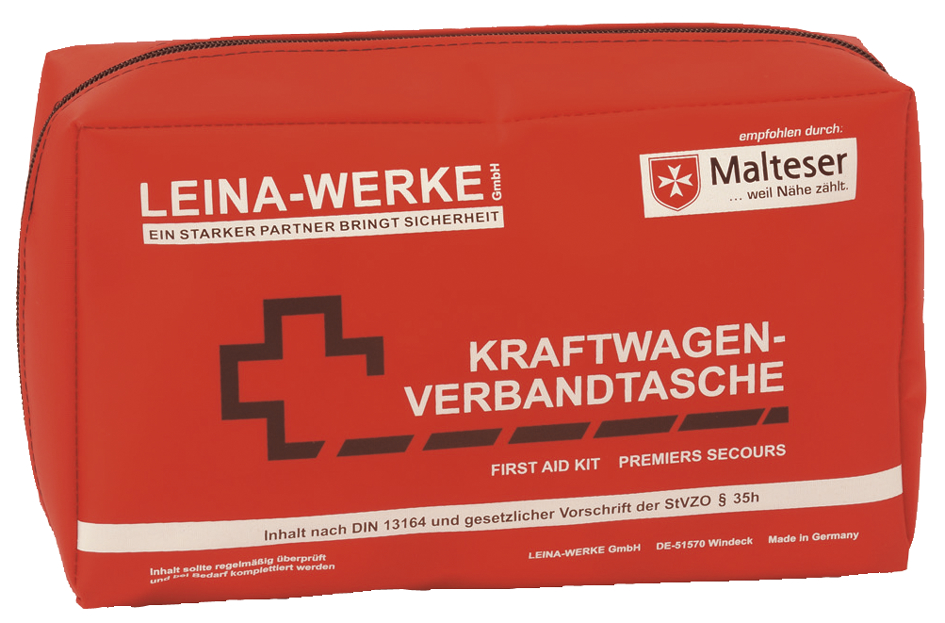 LEINA KFZ-Verbandtasche Compact, Inhalt DIN 13164, rot von LEINA-WERKE