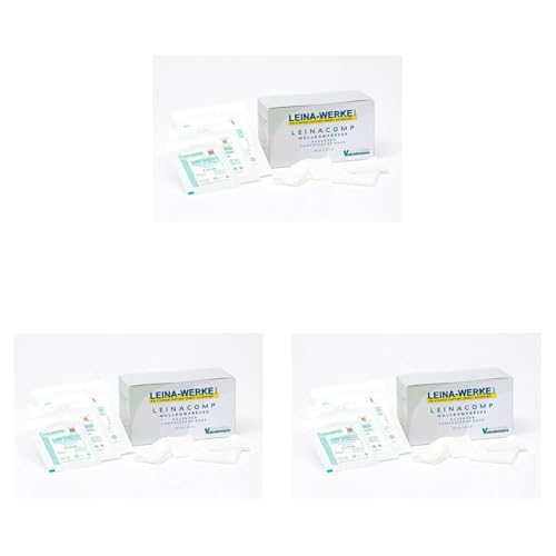 LEINA-WERKE 61010 LEINACOMP-Mullkompressen 10 cm x 10 cm, 8-fach, paarweise eingesiegelt, steril, 2 Stk. (Packung mit 3) von LEINA-WERKE