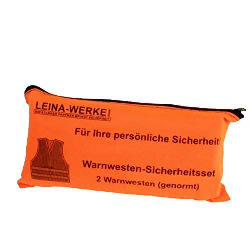 LEINAWERKE 13120 Panne-Warnweste Set 2 in Bereitschaftstasche mit Druck 1 Stk. von LEINA-WERKE