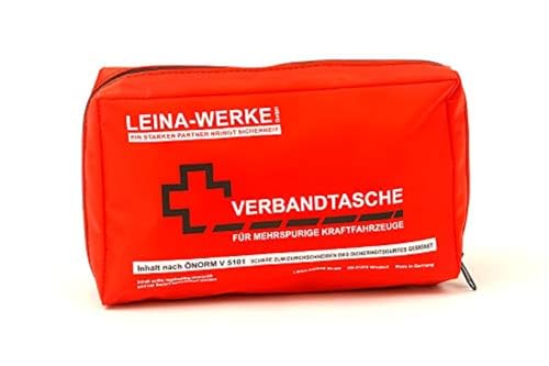 LEINAWERKE 30024 Verbandtasche ÖNORM V 5101 in Folientasche rot - weiß/schwarz, 10 Stk. von LEINA-WERKE