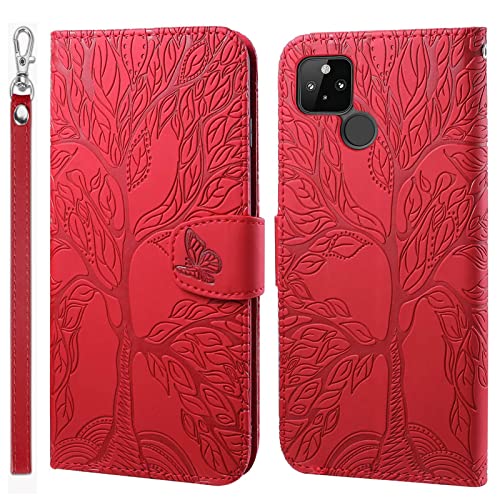 LEINOTWANCH Handyhülle für Google Pixel 5, Baum PU Leder Hülle, Magnetic Closure Etui Klapphülle Wallet Handytasche Anti-Diebstahl Flip Cover Case,Rot LEINOTWANCH Handyhülle für Google Pixel 5, Baum PU Leder Hülle, Magnetic Closure Etui Klapphülle Wallet Handytasche Anti-Diebstahl Flip Cover Case,Rot von LEINOTWANCH