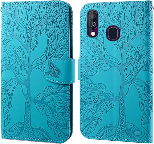 LEINOTWANCH Handyhülle für Samsung Galaxy A20e Wallet Flip Case Leder Handytasche,Magnetic Closure,Kartenfächer,Aufstellfunktion,schützend und geprägt mit Lebensbaum Muster-Blau LEINOTWANCH Handyhülle für Samsung Galaxy A20e Wallet Flip Case Leder Handytasche,Magnetic Closure,Kartenfächer,Aufstellfunktion,schützend und geprägt mit Lebensbaum Muster-Blau von LEINOTWANCH