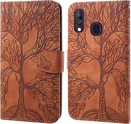 LEINOTWANCH Handyhülle für Samsung Galaxy A20e Wallet Flip Case Leder Handytasche,Magnetic Closure,Kartenfächer,Aufstellfunktion,schützend und geprägt mit Lebensbaum Muster-Braun LEINOTWANCH Handyhülle für Samsung Galaxy A20e Wallet Flip Case Leder Handytasche,Magnetic Closure,Kartenfächer,Aufstellfunktion,schützend und geprägt mit Lebensbaum Muster-Braun von LEINOTWANCH