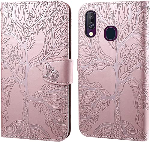 LEINOTWANCH Handyhülle für Samsung Galaxy A20e Wallet Flip Case Leder Handytasche,Magnetic Closure,Kartenfächer,Aufstellfunktion,schützend und geprägt mit Lebensbaum Muster-Rosa LEINOTWANCH Handyhülle für Samsung Galaxy A20e Wallet Flip Case Leder Handytasche,Magnetic Closure,Kartenfächer,Aufstellfunktion,schützend und geprägt mit Lebensbaum Muster-Rosa von LEINOTWANCH