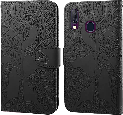 LEINOTWANCH Handyhülle für Samsung Galaxy A20e Wallet Flip Case Leder Handytasche,Magnetic Closure,Kartenfächer,Aufstellfunktion,schützend und geprägt mit Lebensbaum Muster-Schwarz LEINOTWANCH Handyhülle für Samsung Galaxy A20e Wallet Flip Case Leder Handytasche,Magnetic Closure,Kartenfächer,Aufstellfunktion,schützend und geprägt mit Lebensbaum Muster-Schwarz von LEINOTWANCH
