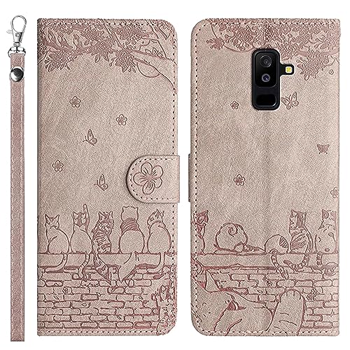 LEINOTWANCH Handyhülle für Samsung Galaxy A6+/A6 Plus Hülle Kätzchens Schmetterlings Blumes Leder Magnetic Closure Etui Klapphülle Wallet Handytasche Anti-Diebstahl Flip Cover Handyhülle,Hellviolett LEINOTWANCH Handyhülle für Samsung Galaxy A6+/A6 Plus Hülle Kätzchens Schmetterlings Blumes Leder Magnetic Closure Etui Klapphülle Wallet Handytasche Anti-Diebstahl Flip Cover Handyhülle,Hellviolett von LEINOTWANCH