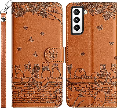 LEINOTWANCH Handyhülle für Samsung Galaxy S21 FE 5G Hülle Kätzchens Schmetterlings Blumes Leder Magnetic Closure Etui Klapphülle Wallet Handytasche Anti-Diebstahl Flip Cover Handyhülle,Braun LEINOTWANCH Handyhülle für Samsung Galaxy S21 FE 5G Hülle Kätzchens Schmetterlings Blumes Leder Magnetic Closure Etui Klapphülle Wallet Handytasche Anti-Diebstahl Flip Cover Handyhülle,Braun von LEINOTWANCH