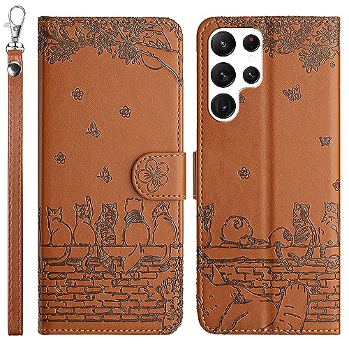 LEINOTWANCH Handyhülle für Samsung Galaxy S21 Ultra 5G Hülle Kätzchens Schmetterlings Blumes Leder Magnetic Closure Etui Klapphülle Wallet Handytasche Anti-Diebstahl Flip Cover Handyhülle,Braun LEINOTWANCH Handyhülle für Samsung Galaxy S21 Ultra 5G Hülle Kätzchens Schmetterlings Blumes Leder Magnetic Closure Etui Klapphülle Wallet Handytasche Anti-Diebstahl Flip Cover Handyhülle,Braun von LEINOTWANCH