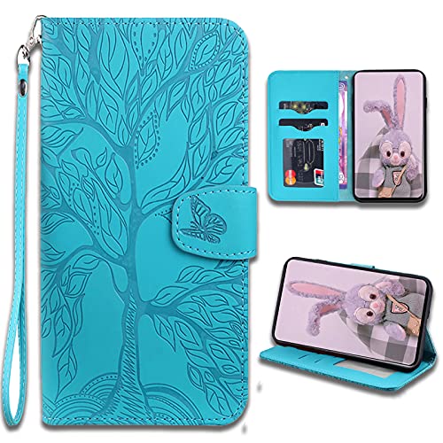 LEINUO Handyhülle für Samsung Galaxy S20+ 5G (6.7") Baum des Lebens Designmuster Handyhülle für Hülle Klapphülle Leder Schutzhülle Handytasche für Hülle Tasche,Blau von LEINUO