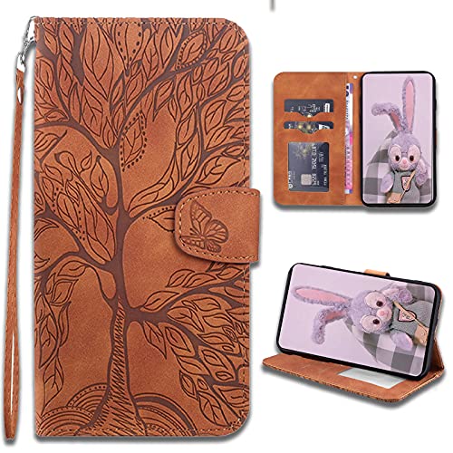 LEINUO Handyhülle für Samsung Galaxy S20+ 5G (6.7") Baum des Lebens Designmuster Handyhülle für Hülle Klapphülle Leder Schutzhülle Handytasche für Hülle Tasche,Braun von LEINUO