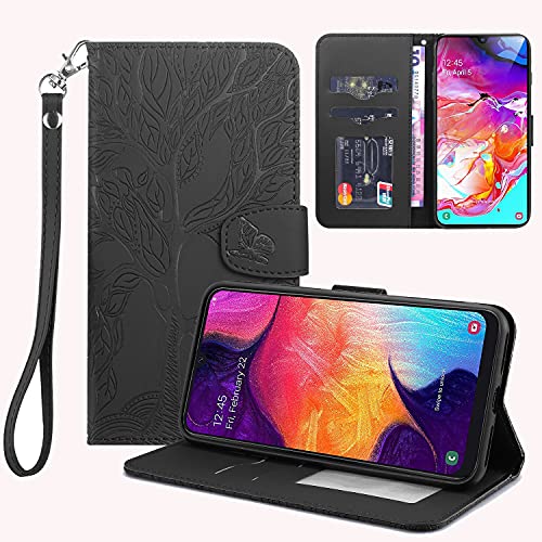 LEINUO Handyhülle für Samsung Galaxy S20 FE 5G (6.5") Baum des Lebens Designmuster Handyhülle für Hülle Klapphülle Leder Schutzhülle Handytasche für Hülle Tasche,Schwarz von LEINUO