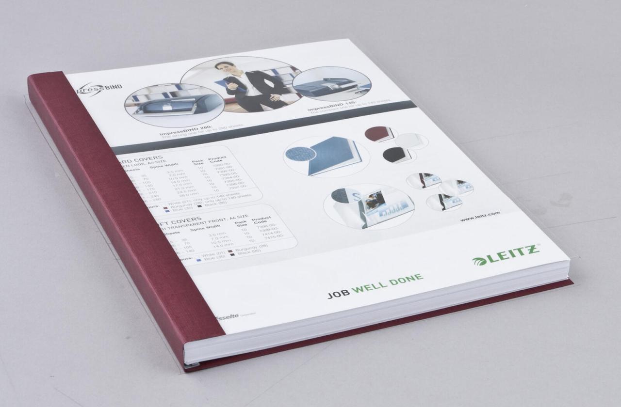 LEITZ Buchbindemappen bordeaux für 106-140 Blatt DIN A4 von LEITZ
