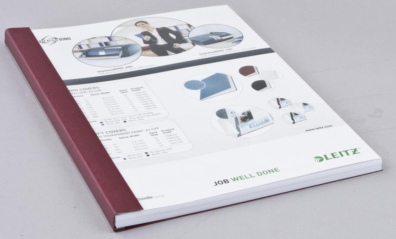 LEITZ Buchbindemappen bordeaux für 71-105 Blatt DIN A4 von LEITZ
