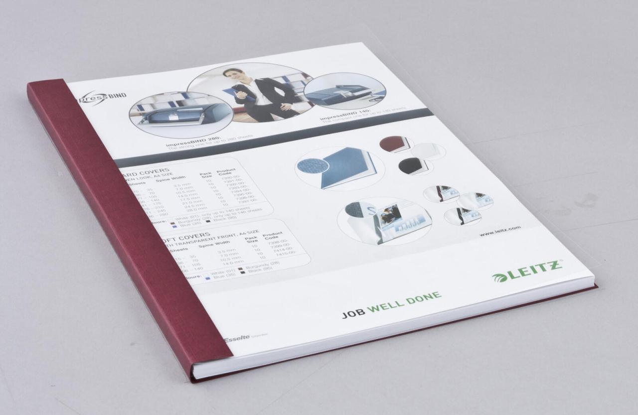 LEITZ Buchbindemappen bordeaux für 36-70 Blatt DIN A4 LEITZ Buchbindemappen bordeaux für 36-70 Blatt DIN A4 von LEITZ