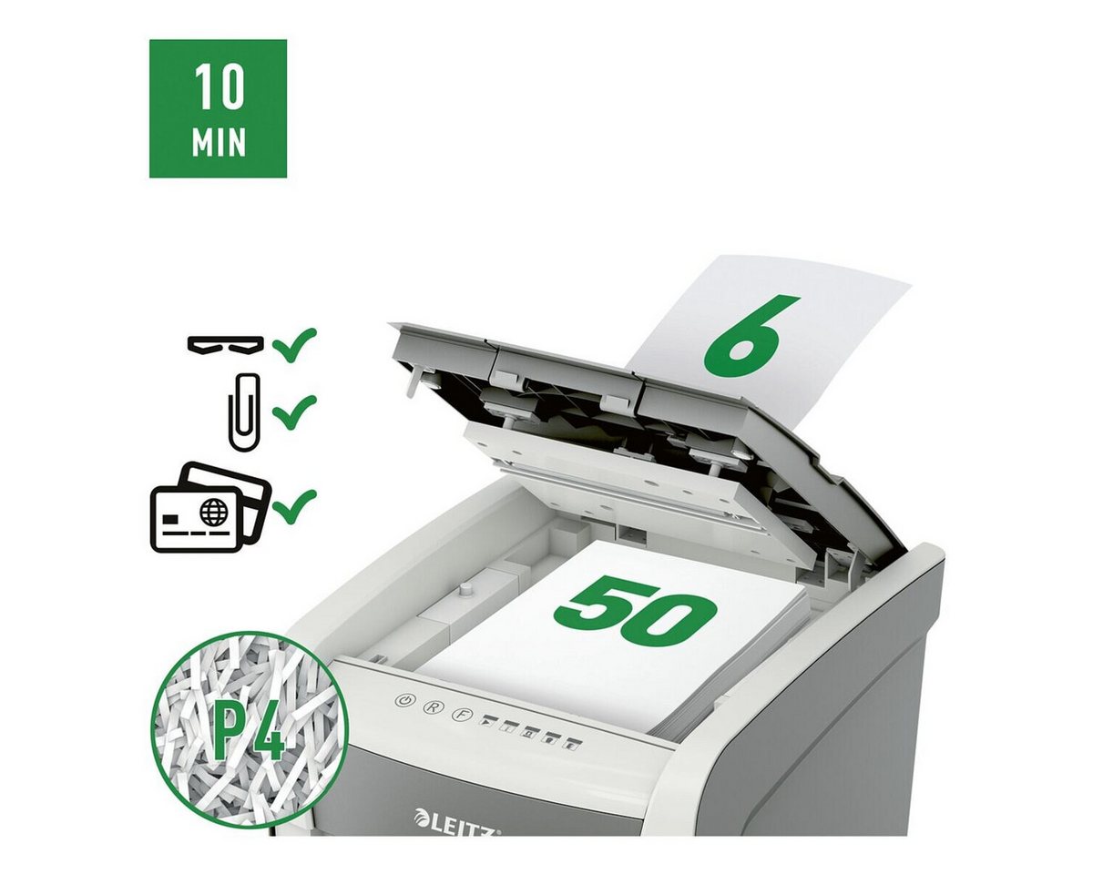 LEITZ Aktenvernichter Small Office 50, Partikelschnitt 4x28 mm, bis 50 Blatt, 20 Liter von LEITZ