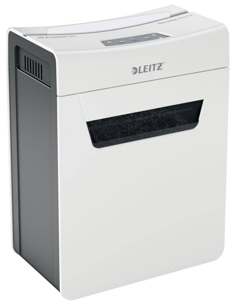 LEITZ Protect 8X Aktenvernichter mit Partikelschnitt bis 8 Blatt weiß von LEITZ