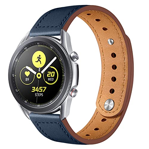 22mm Uhrenriemen Unisex Leder Ersatzbänder kompatibel für Samsung Galaxy Watch 3 45 mm/für Garmin vivoactive 4/für Huawei GT2 Pro 46mm Doppelschnalle Sport Watch Armband Blau von LEIXIUER
