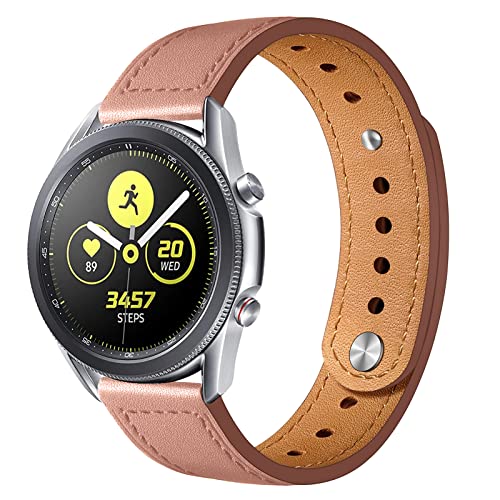 22mm Uhrenriemen Unisex Leder Ersatzbänder kompatibel für Samsung Galaxy Watch 3 45 mm/für Garmin vivoactive 4/für Huawei GT2 Pro 46mm Doppelschnalle Sport Watch Armband Rosa von LEIXIUER