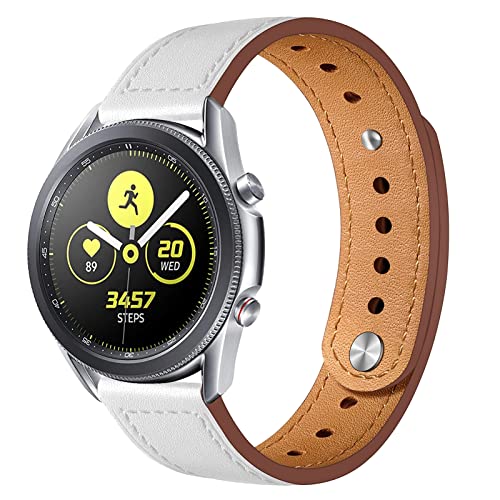 22mm Uhrenriemen Unisex Leder Ersatzbänder kompatibel für Samsung Galaxy Watch 3 45 mm/für Garmin vivoactive 4/für Huawei GT2 Pro 46mm Doppelschnalle Sport Watch Armband Weiß von LEIXIUER