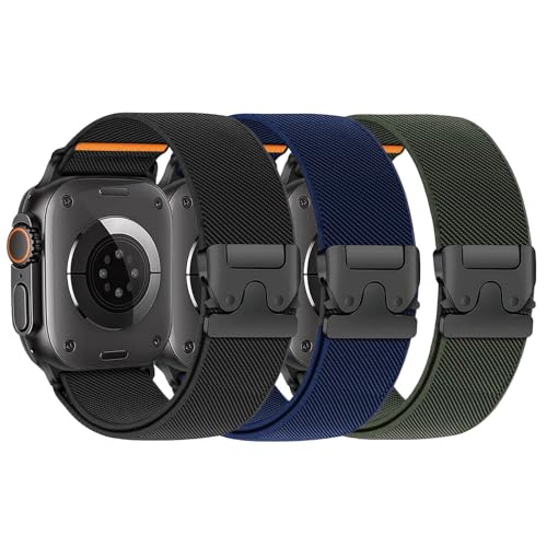 3 Stück Nylon Elastisches Armband Kompatibel mit Apple Watch Ultra/2 Armband 49mm 46mm 40mm 44mm 45mm 41mm 42mm 38mm für Herren,Stoff Sport Band für iWatch Ultra Armbänder Series 10/9/8/7/6/5/4/3/SE 3 Stück Nylon Elastisches Armband Kompatibel mit Apple Watch Ultra/2 Armband 49mm 46mm 40mm 44mm 45mm 41mm 42mm 38mm für Herren,Stoff Sport Band für iWatch Ultra Armbänder Series 10/9/8/7/6/5/4/3/SE von LEIXIUER