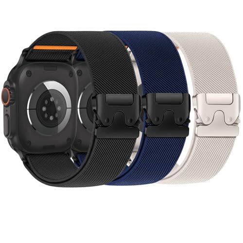 3 Stück Nylon Elastisches Armband Kompatibel mit Apple Watch Ultra/2 Armband 49mm 46mm 40mm 44mm 45mm 41mm 42mm 38mm für Herren,Stoff Sport Band für iWatch Ultra Armbänder Series 10/9/8/7/6/5/4/3/SE 3 Stück Nylon Elastisches Armband Kompatibel mit Apple Watch Ultra/2 Armband 49mm 46mm 40mm 44mm 45mm 41mm 42mm 38mm für Herren,Stoff Sport Band für iWatch Ultra Armbänder Series 10/9/8/7/6/5/4/3/SE von LEIXIUER