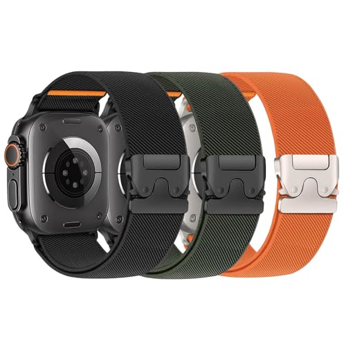 3 Stück Nylon Elastisches Armband Kompatibel mit Apple Watch Ultra/2 Armband 49mm 46mm 40mm 44mm 45mm 41mm 42mm 38mm für Herren,Stoff Sport Band für iWatch Ultra Armbänder Series 10/9/8/7/6/5/4/3/SE 3 Stück Nylon Elastisches Armband Kompatibel mit Apple Watch Ultra/2 Armband 49mm 46mm 40mm 44mm 45mm 41mm 42mm 38mm für Herren,Stoff Sport Band für iWatch Ultra Armbänder Series 10/9/8/7/6/5/4/3/SE von LEIXIUER