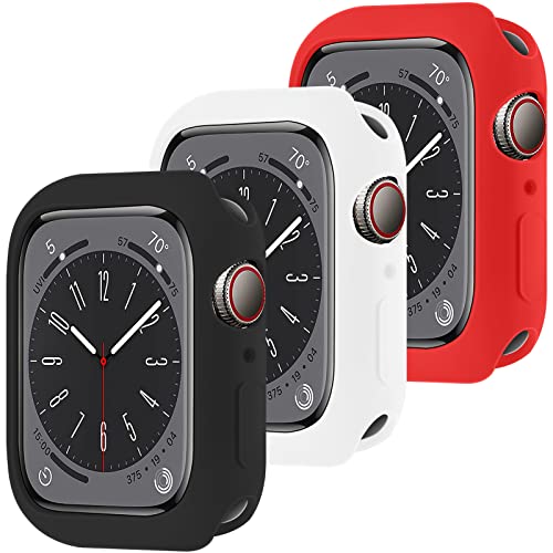 3er-Pack kompatibel mit Apple Watch Case Series 8/7 41 mm, schlankes, Flexibles TPU, stoßfest, Bumper-Schutzhülle, Quattro 2.0-Serie, robuste, langlebige Schutzhülle in Militärqualität Set I von LEIXIUER