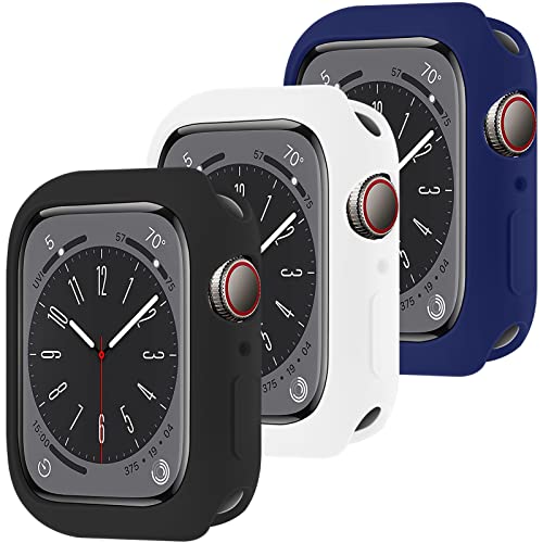 3er-Pack kompatibel mit Apple Watch Case Series 8/7 41 mm, schlankes, Flexibles TPU, stoßfest, Bumper-Schutzhülle, Quattro 2.0-Serie, robuste, langlebige Schutzhülle in Militärqualität Set J von LEIXIUER