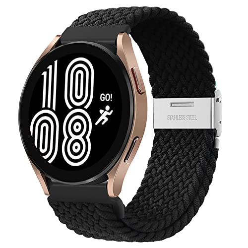 Geflochtene Elastische Nylon Loop Strap Kompatibel mit Samsung Galaxy Watch 3 45mm/46mm für HUAWEI Watch GT 2/3/Pro 46mm Armband, Frei Einstellbar Dehnbares Nylon Sport Woven Uhrarmband 22mm,Schwarz von LEIXIUER