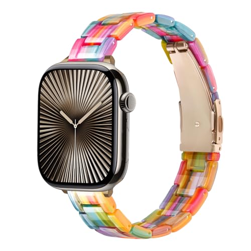 Harz Armband Kompatibel mit Apple Watch Armband 38mm Damen 40mm 41mm 42mm 44mm 45mm 46mm,Damen Schlank und Leicht Strap für Apple Watch SE Armbänder/iWatch Serie 10 9 8 7 6 5 4 3 Band Harz Armband Kompatibel mit Apple Watch Armband 38mm Damen 40mm 41mm 42mm 44mm 45mm 46mm,Damen Schlank und Leicht Strap für Apple Watch SE Armbänder/iWatch Serie 10 9 8 7 6 5 4 3 Band von LEIXIUER