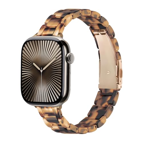 Harz Armband Kompatibel mit Apple Watch Armband 38mm Damen 40mm 41mm 42mm 44mm 45mm 46mm,Damen Schlank und Leicht Strap für Apple Watch SE Armbänder/iWatch Serie 10 9 8 7 6 5 4 3 Band von LEIXIUER