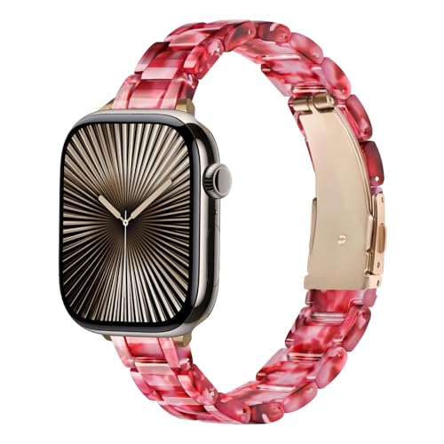 Harz Armband Kompatibel mit Apple Watch Armband 38mm Damen 40mm 41mm 42mm 44mm 45mm 46mm,Damen Schlank und Leicht Strap für Apple Watch SE Armbänder/iWatch Serie 10 9 8 7 6 5 4 3 Band Harz Armband Kompatibel mit Apple Watch Armband 38mm Damen 40mm 41mm 42mm 44mm 45mm 46mm,Damen Schlank und Leicht Strap für Apple Watch SE Armbänder/iWatch Serie 10 9 8 7 6 5 4 3 Band von LEIXIUER