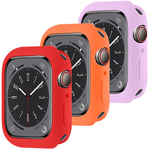 3er-Pack kompatibel mit Apple Watch Case Series 8/7 41 mm, schlankes, Flexibles TPU, stoßfest, Bumper-Schutzhülle, Quattro 2.0-Serie, robuste, langlebige Schutzhülle in Militärqualität Set M von LEIXIUER