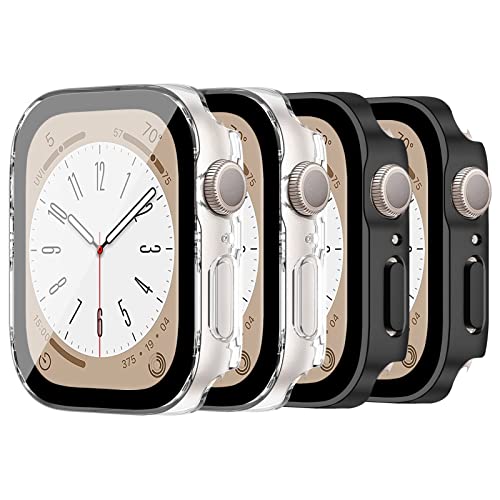 LEIXIUER 4 Stück Uhrenhüllen kompatibel für Apple Watch Series 42mm 46mm 40mm 44mm 41mm 45mm mit Displayschutz aus gehärtetem Glas, Harte PC-Schutzhülle für iWatch Series 10 9 8 7 6 5 4 SE LEIXIUER 4 Stück Uhrenhüllen kompatibel für Apple Watch Series 42mm 46mm 40mm 44mm 41mm 45mm mit Displayschutz aus gehärtetem Glas, Harte PC-Schutzhülle für iWatch Series 10 9 8 7 6 5 4 SE von LEIXIUER